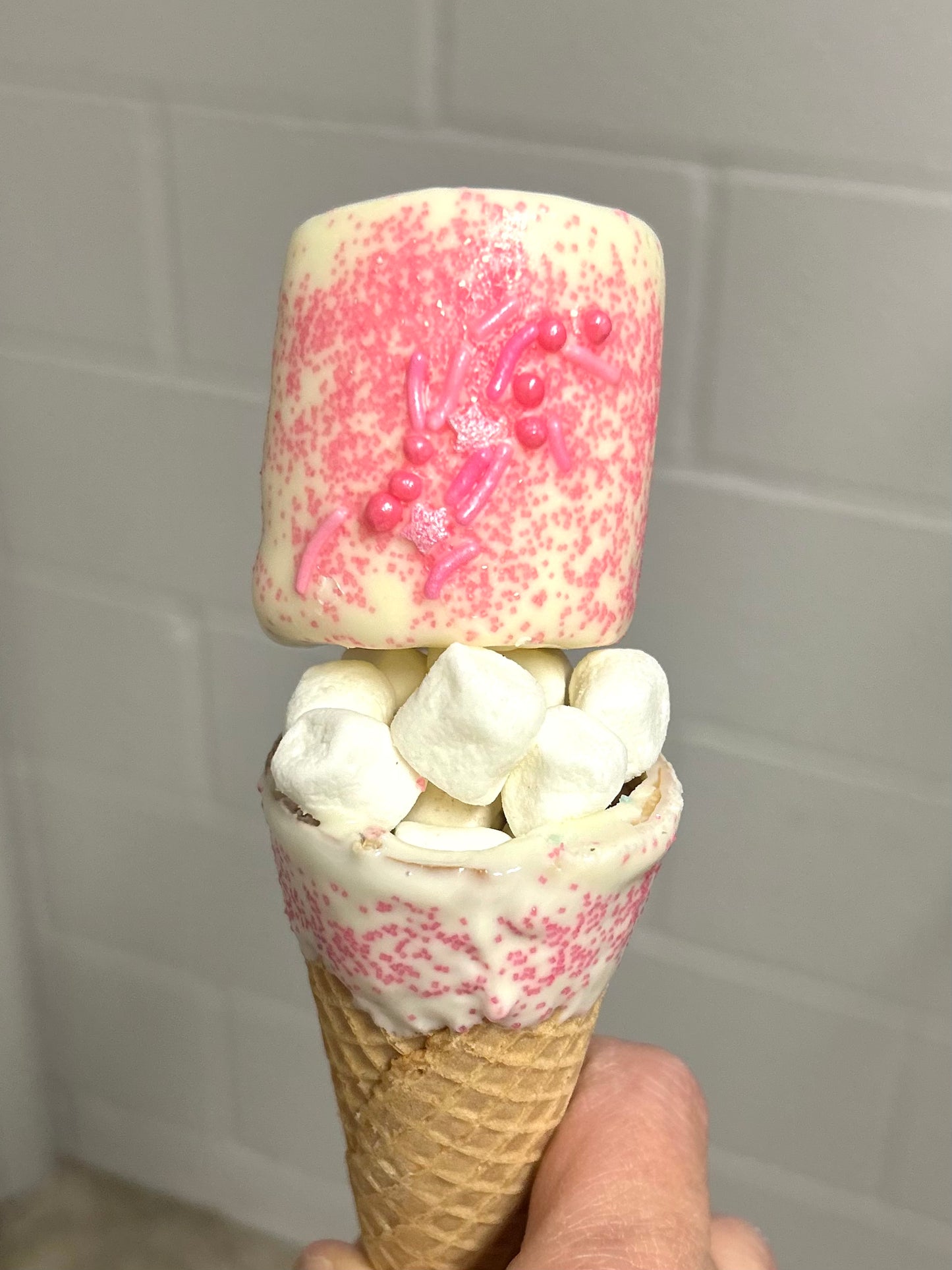 Chocolate Covered Marshmallow Cone Treat